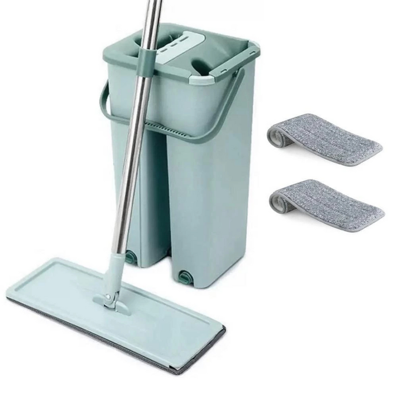 Flat Mop Esfregão Giratório + Balde