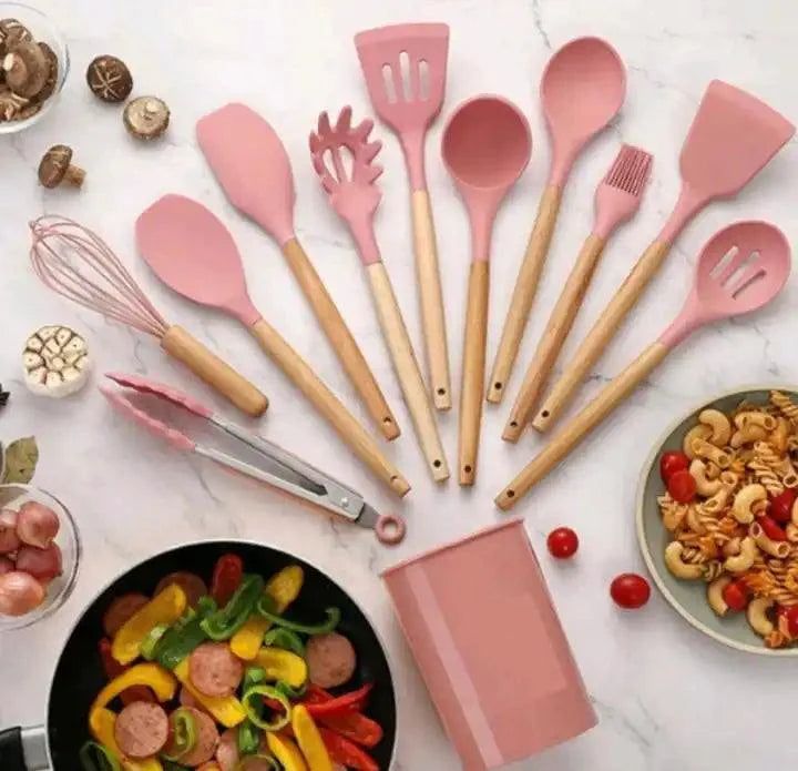 Conjunto 12 Utensílios de Silicone Resistente ao Calor | Duráveis e Sofisticados