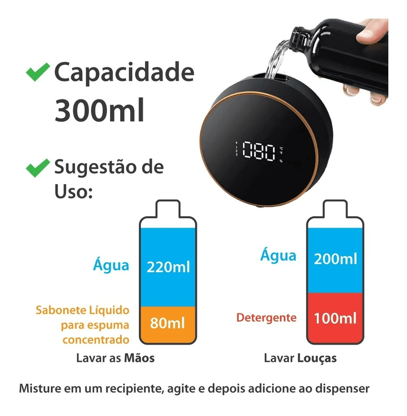 Saboneteira Automática Recarregável de Espuma