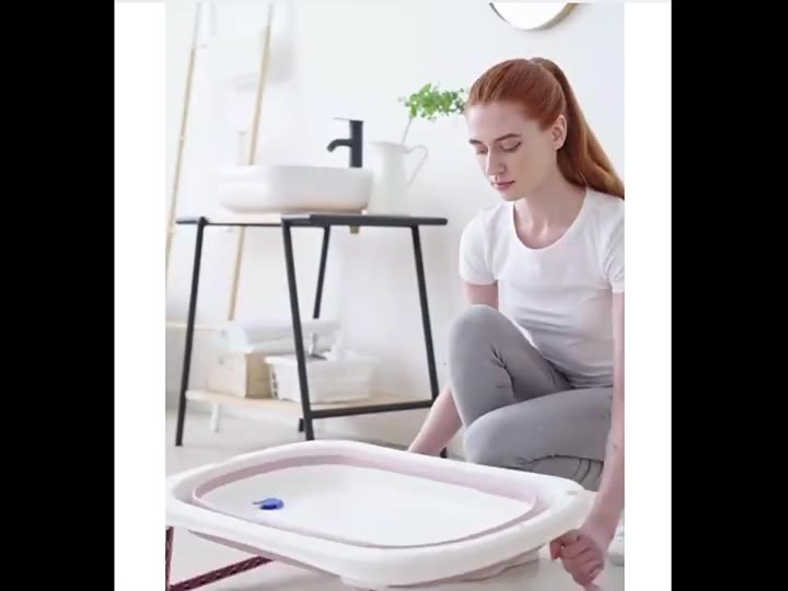 Kit Banheira Dobrável E Almofada Banho Bebê Infantil Boia Flutuante.