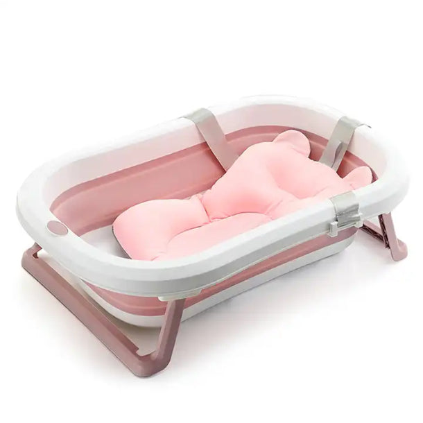 Kit Banheira Dobrável E Almofada Banho Bebê Infantil Boia Flutuante.