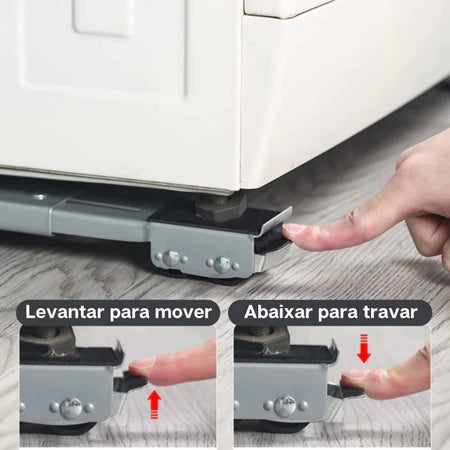 Suporte com Rodinhas Ajustável Para Móveis e Eletrodomésticos